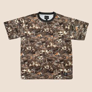Snow Peak Printed Quick Dry T-Shirt Camp Print Brown Gorpcore Men's Size Medium